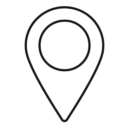Black outline of a location icon on a white background