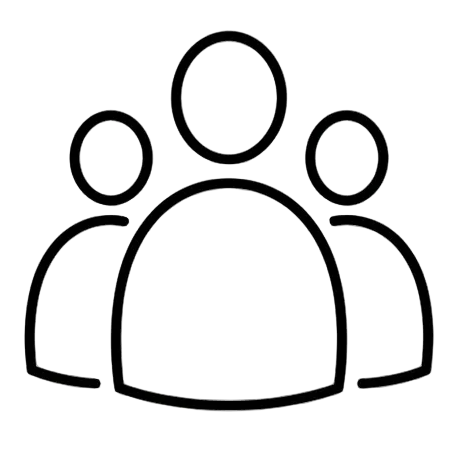Black icon of a group of people on a white background
