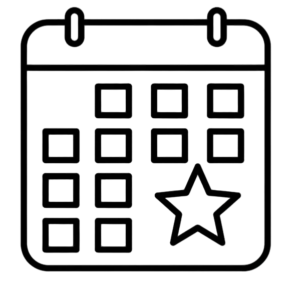 Calendar icon with a star on a white background